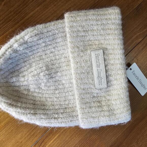 Favorite Daughter Accessories - Favorite Daughter Legend Beanie Patch Rib Ivory Knit Hat